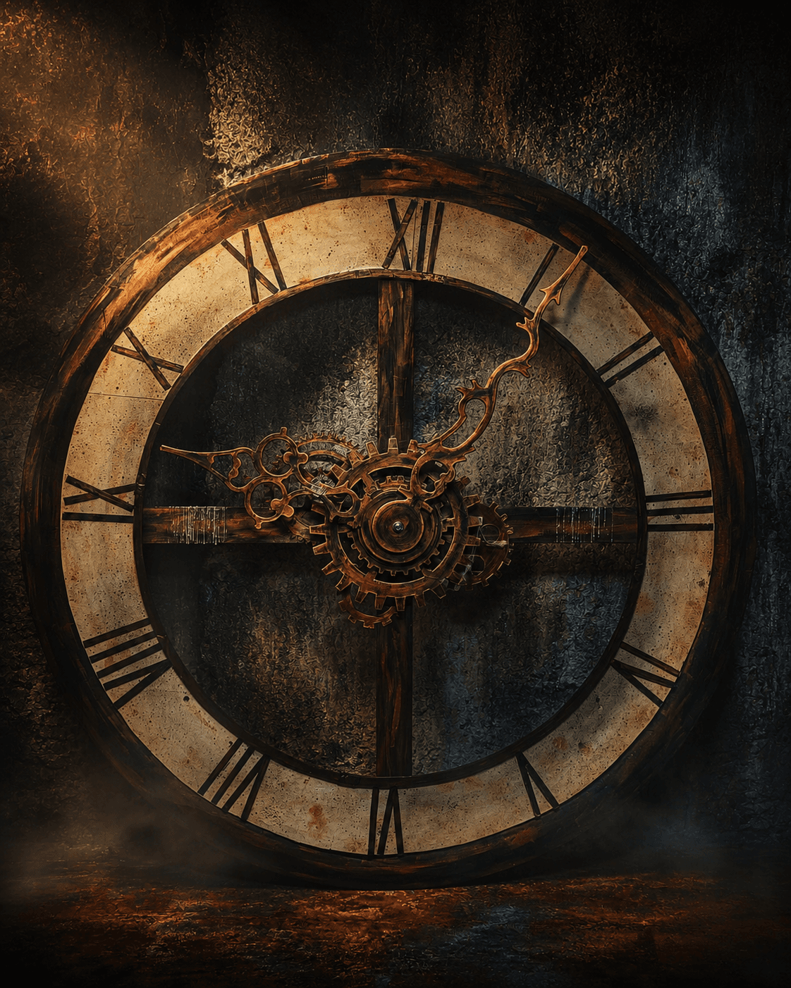 Grand antique clock with metal gears